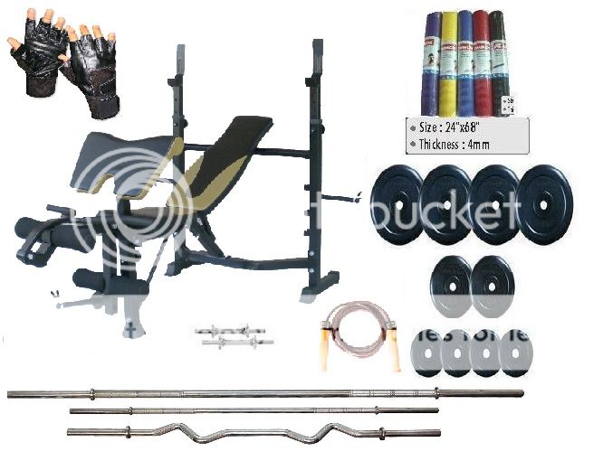 100 kg Rubber Weight + Imported Multipurpose Bench + Dumbbels + 3
